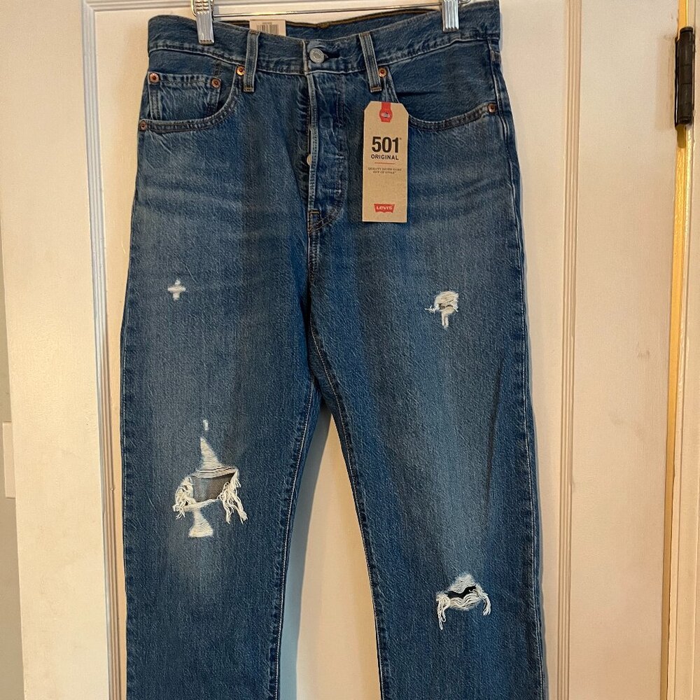 Levi's 501 Dark Distressed Jeans Size 28
